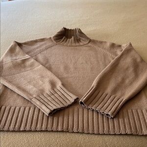 Philosophy Taupe Ribbed Mock Neck Sweater